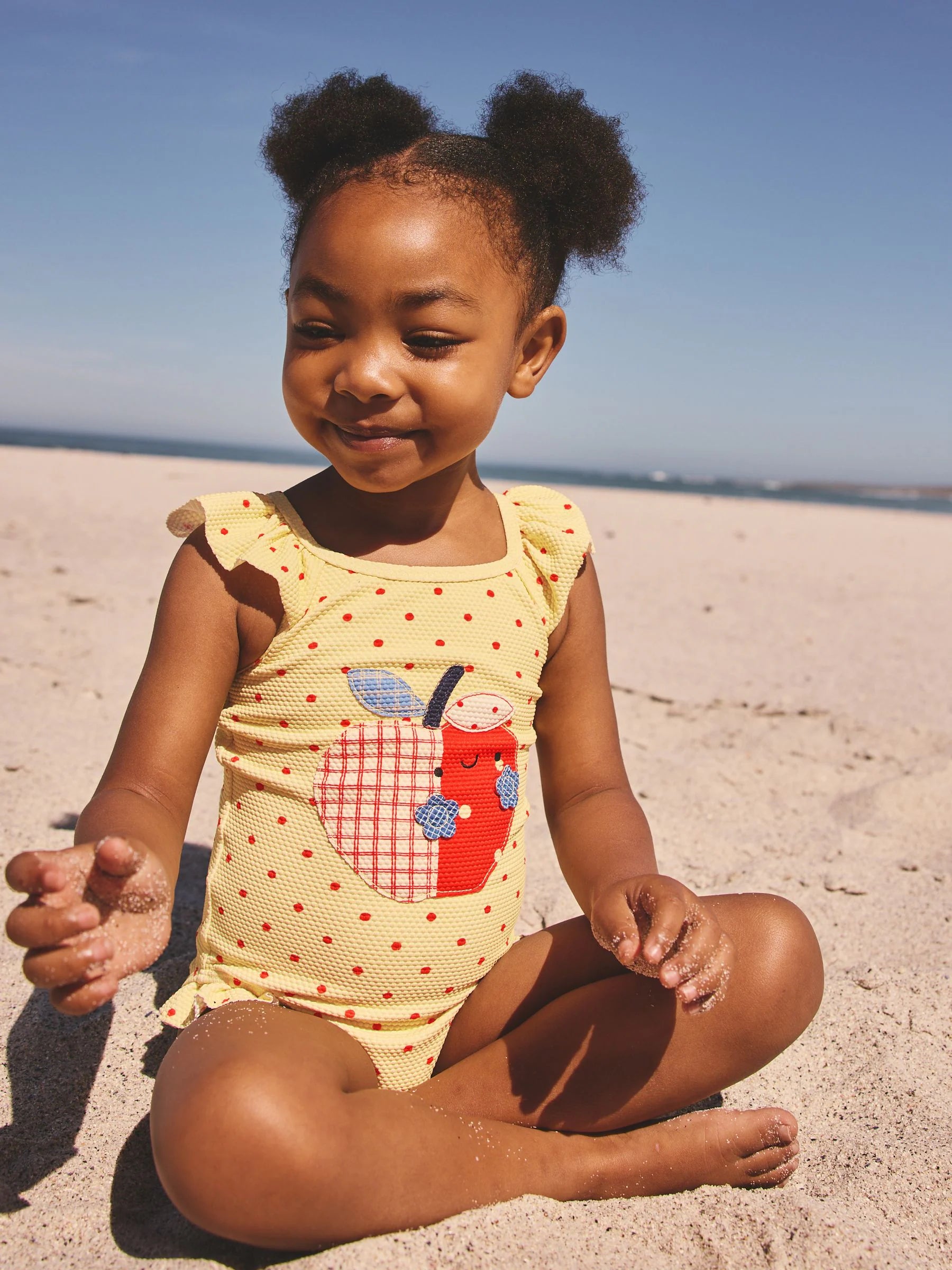 Yellow Apple Polka Dot Frill Swimsuit (3mths-7yrs)