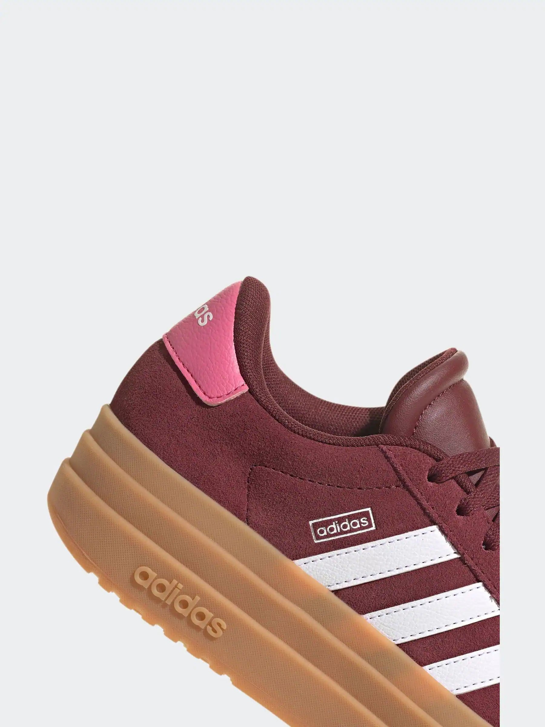 adidas Burgundy Red VL Court Bold Lace Junior Trainers