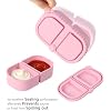 Yrarbil Silicone Snack Containers, 2 Pack Reusable Double Compartment Silicone Snack Boxes with Lids, Fruit and Salad Dressing Sauce Seasoning Container (Pink Yellow)