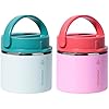 ThermoFlask 20 oz Insulated Food Jar, Leakproof Stainless Steel Food Containers, 2-Pack (Teal & Cherry)