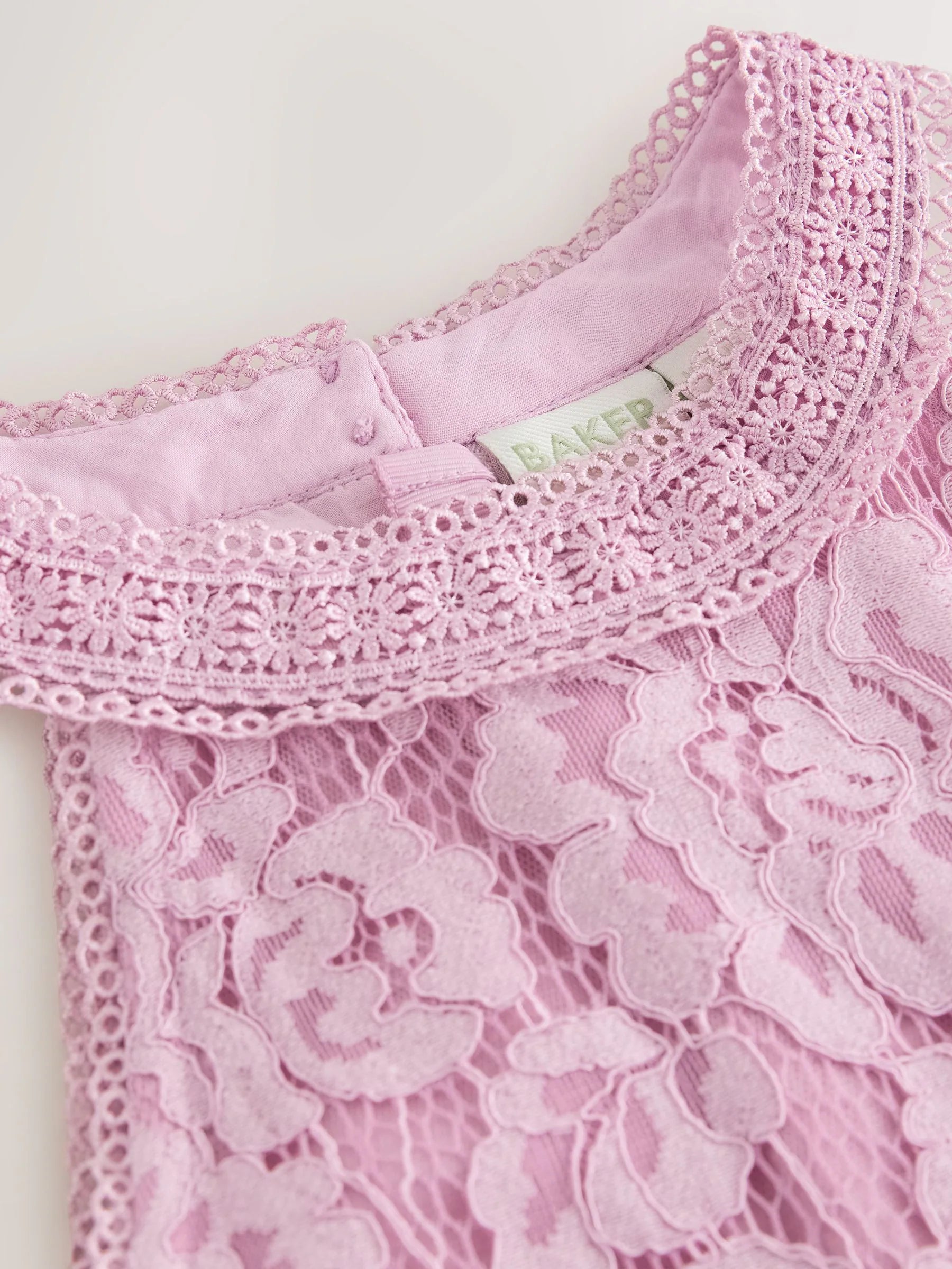 Baker by Ted Baker Dusky Pink Lace Halter Drop Waist Dress