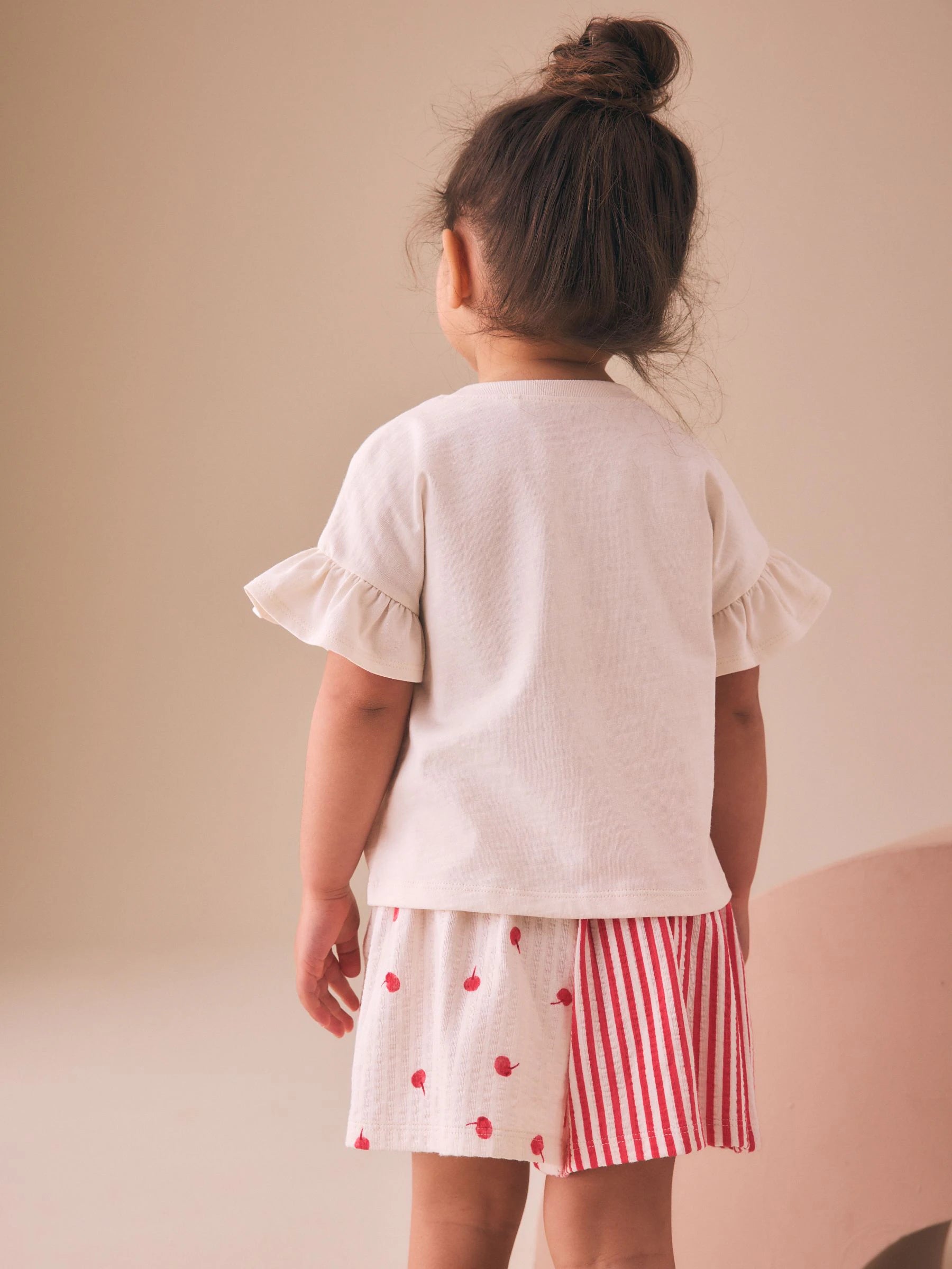 Ecru White Bunny Cherry Short Sleeve T-Shirt and Shorts Set (3mths-7yrs)