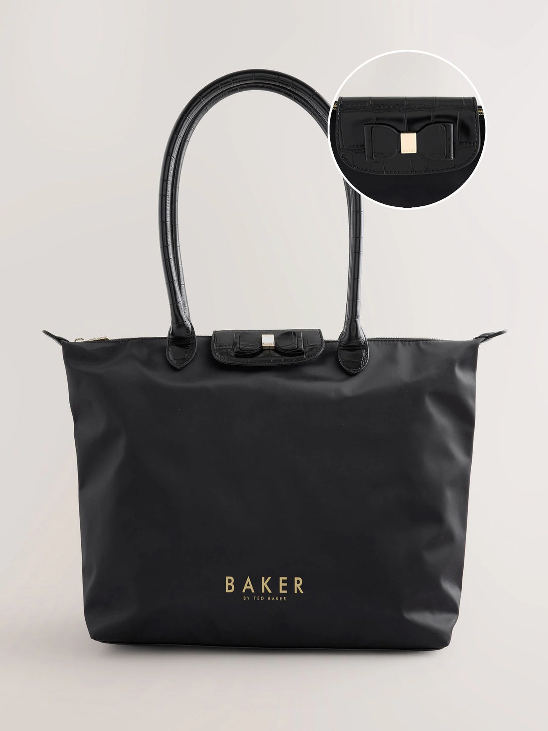 Baker by Ted Baker Black Back to School Childrens Nylon With Croc Bow Medium Tote Bag
