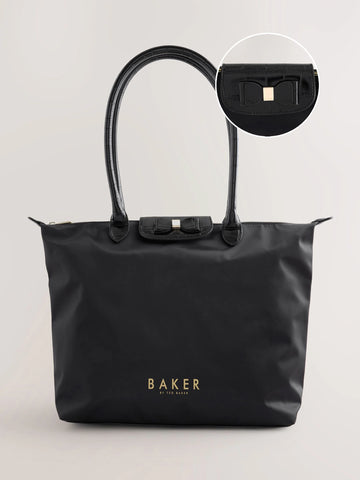 Baker by Ted Baker Black Back to School Childrens Nylon With Croc Bow Medium Tote Bag