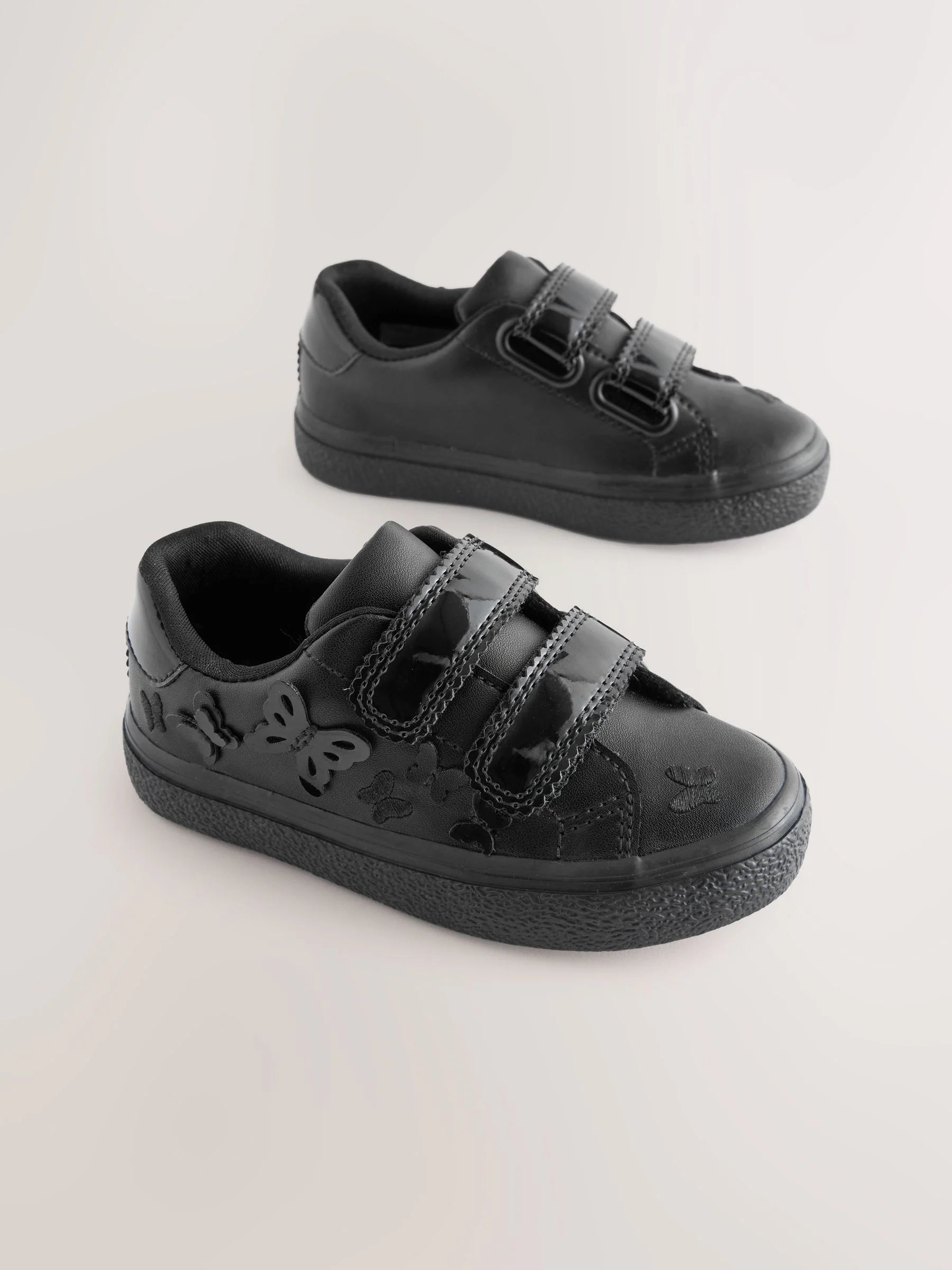 Black 2V Butterfly School Trainers