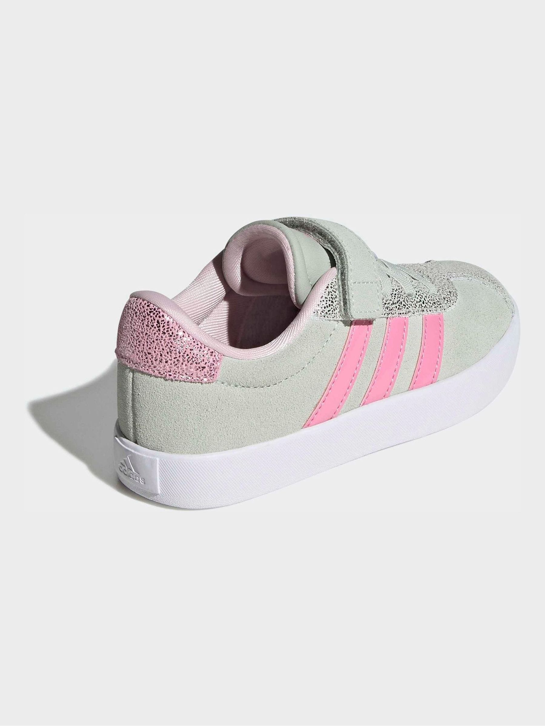 adidas Green VL Court 3.0 Elastic Lace Kids Trainers