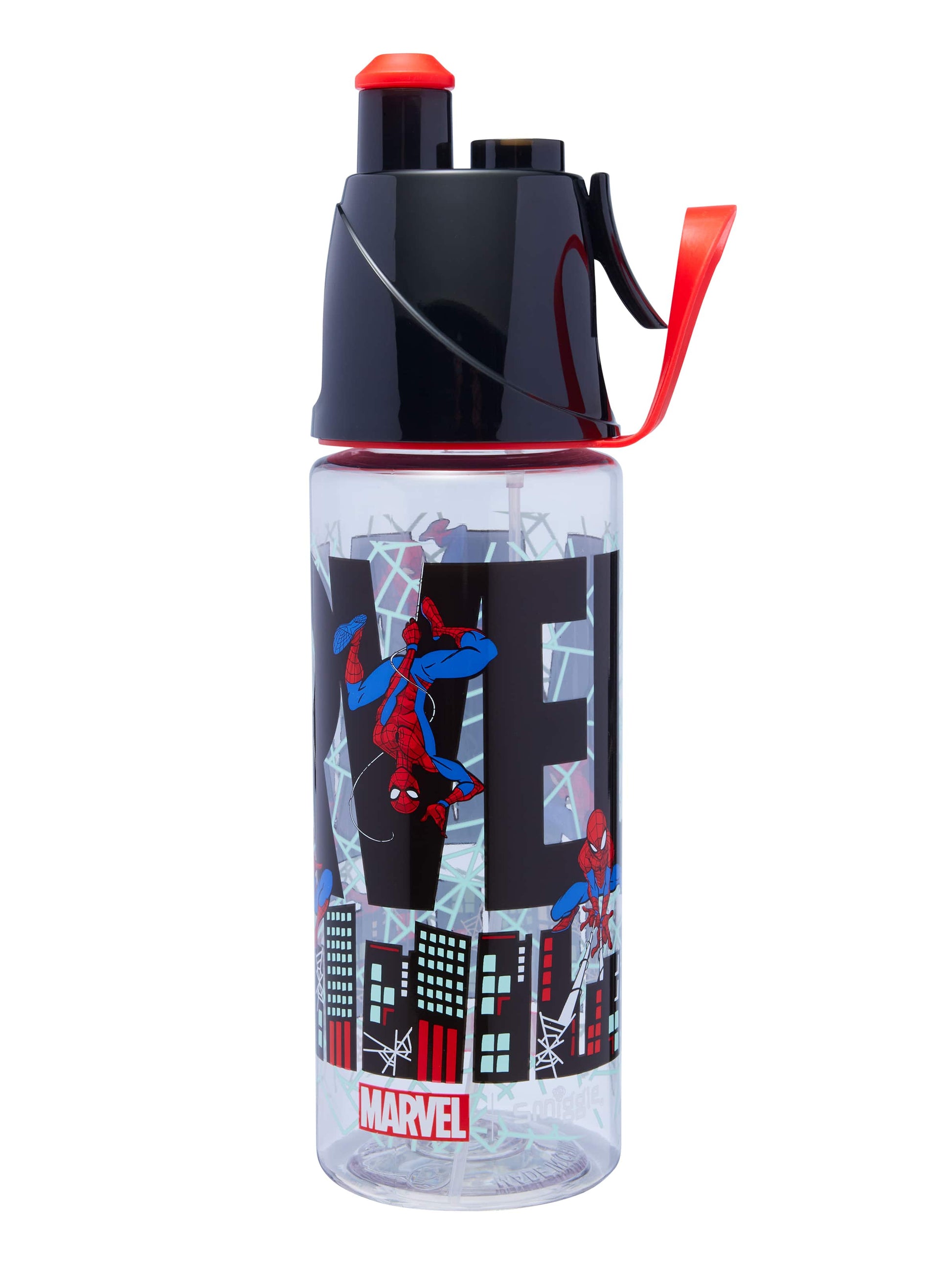 Spider-Man Spritz Plastic Drink Bottle 560Ml Black