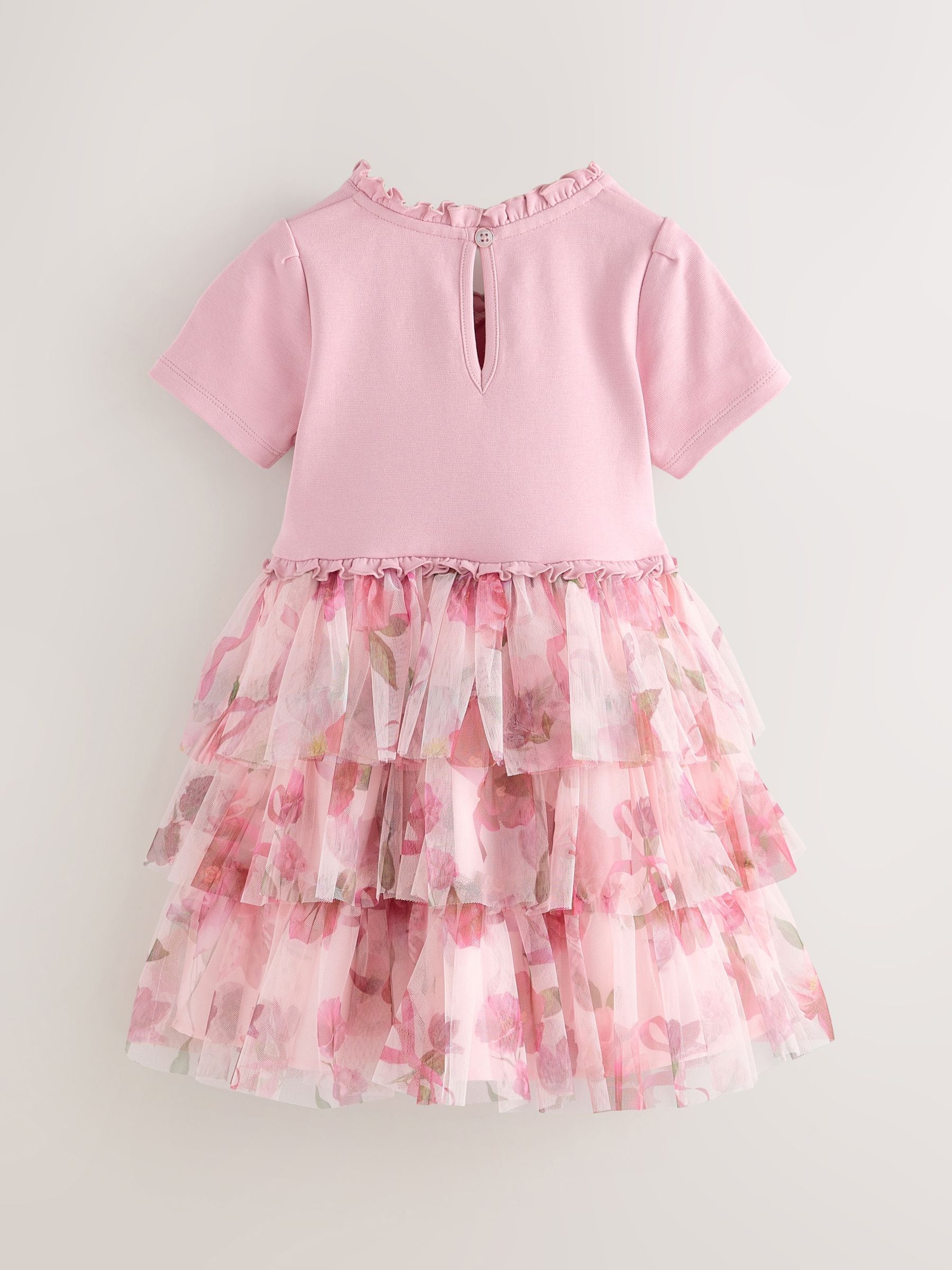 Baker by Ted Baker Ponte Wrap-Over Floral Mesh Tier Dress