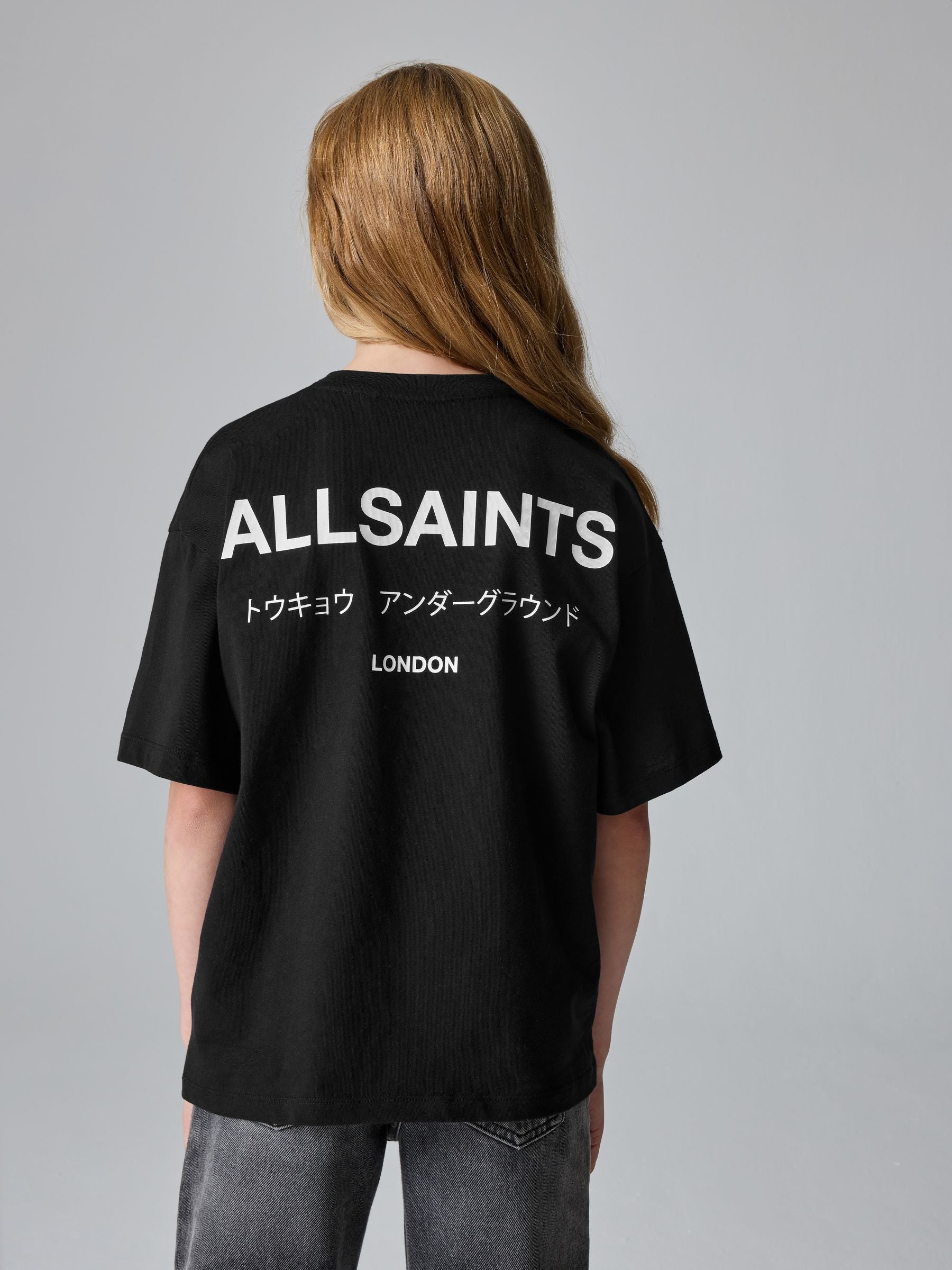 smALLSAINTS Black Oversized Underground Crew Neck Cotton T-Shirt