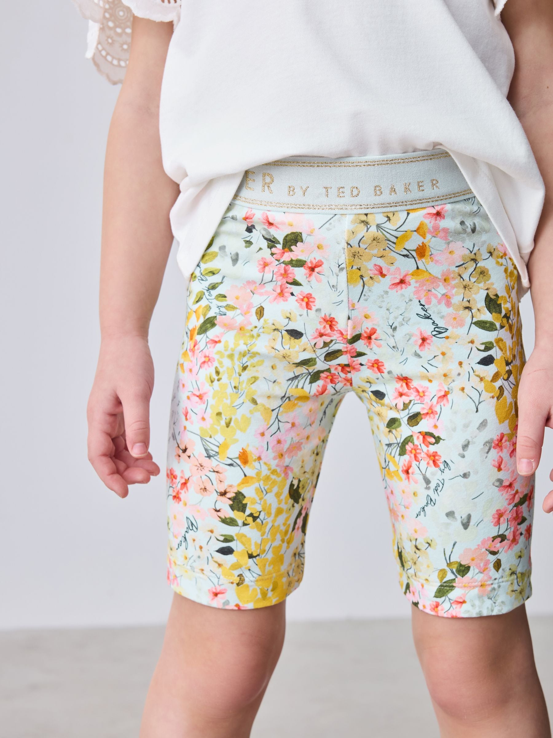 Baker by Ted Baker Broderie Sleeve T-Shirt & Floral Cycle Short 2 Piece Set