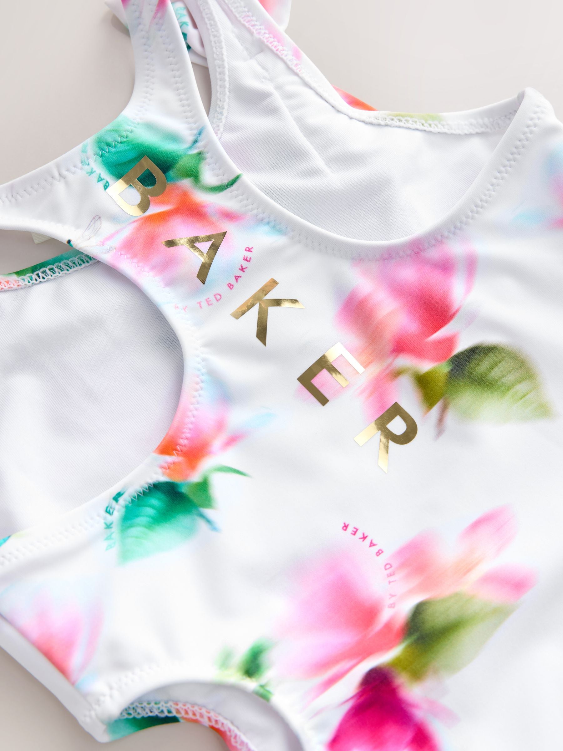 Baker by Ted Baker Pink Cut Out Floral Swimsuit & Hair Scrunchie