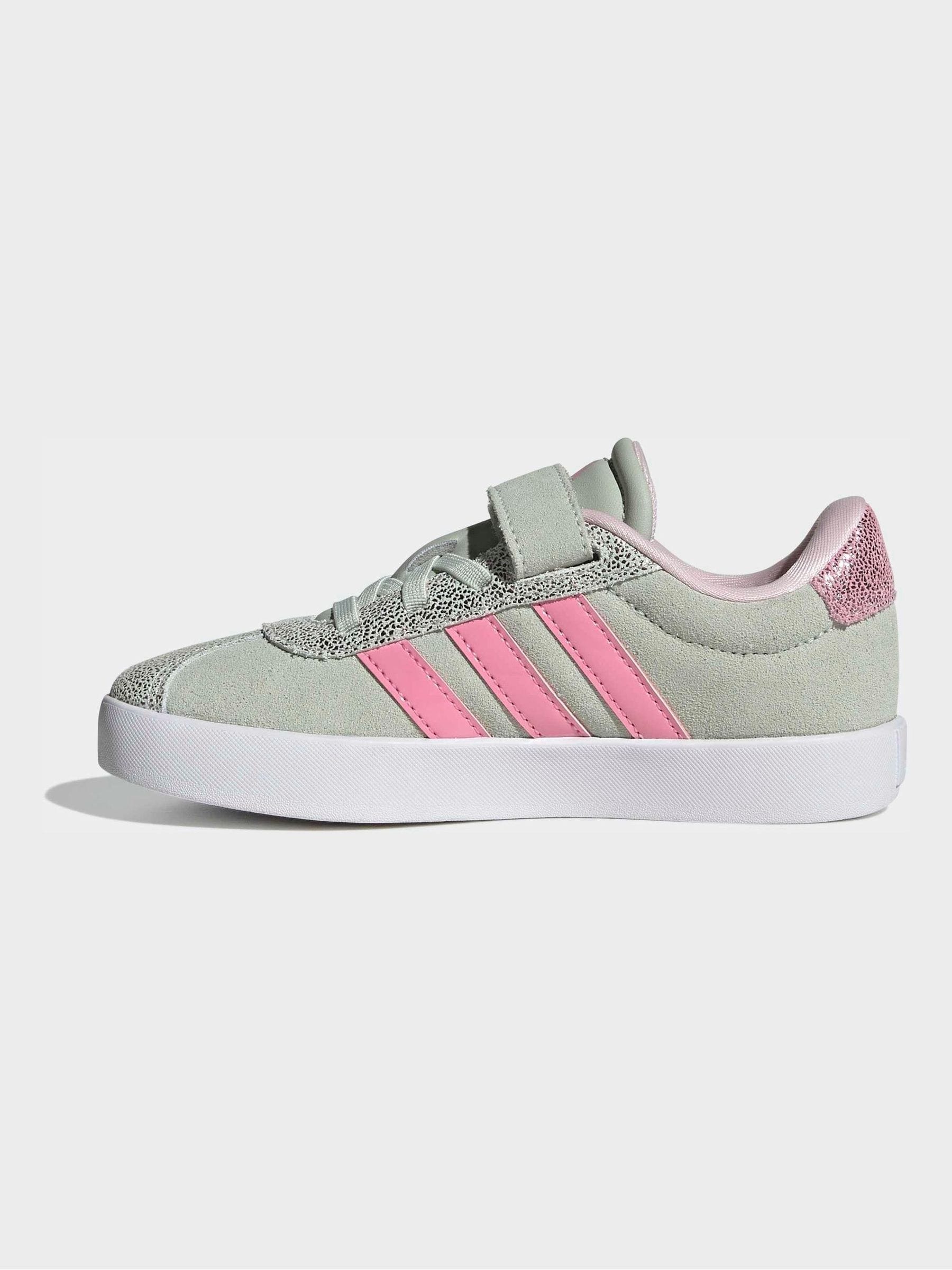 adidas Green VL Court 3.0 Elastic Lace Kids Trainers