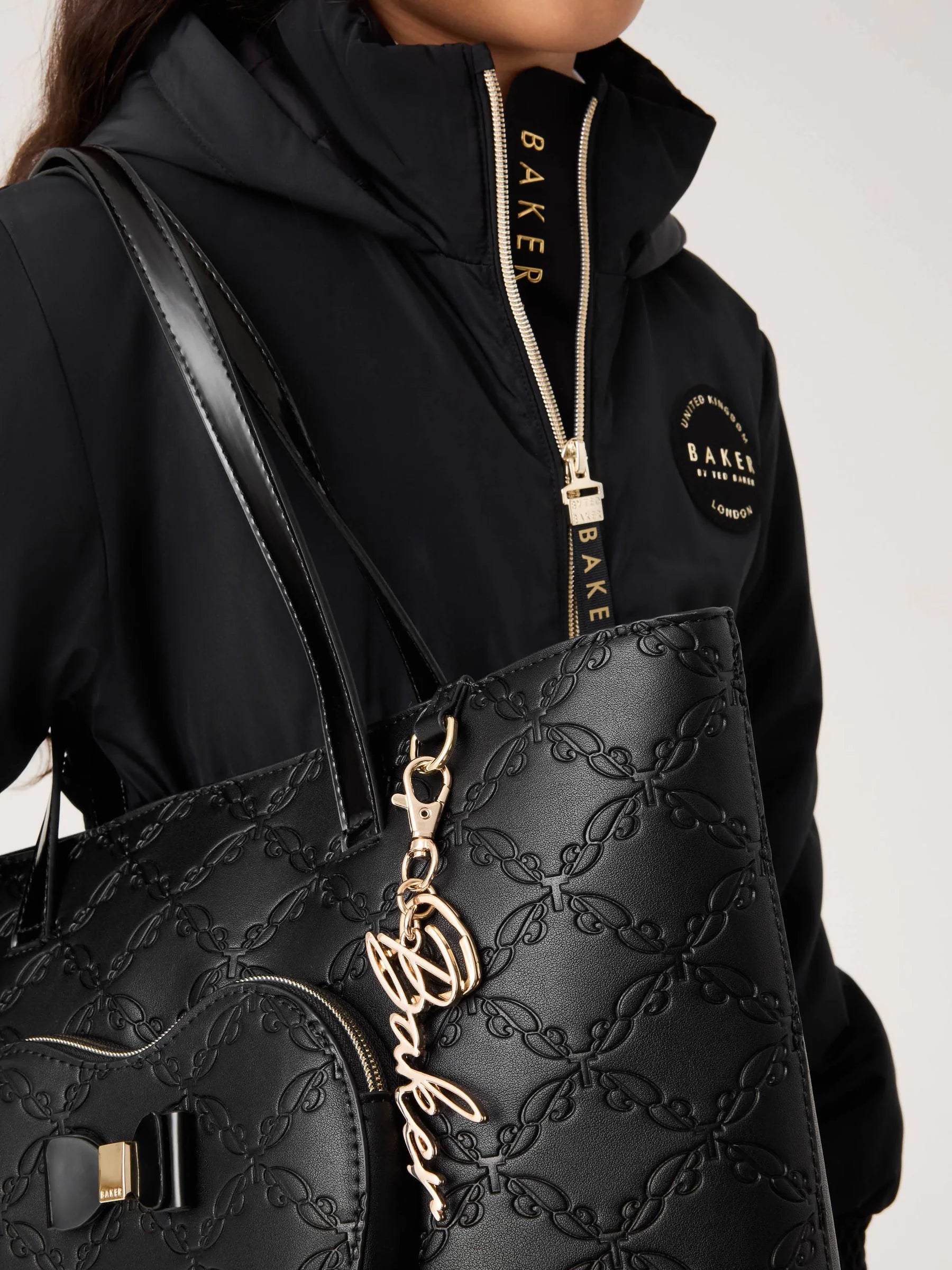 Baker by Ted Baker Back to School Black Embossed Heart Tote Bag