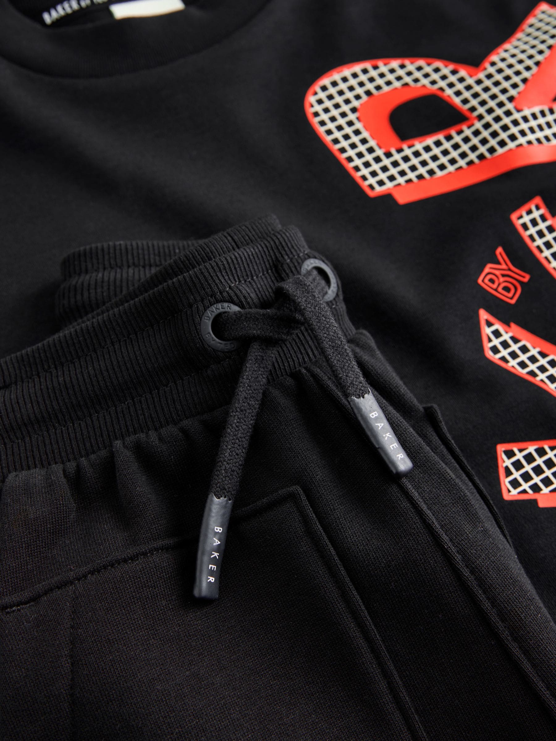 Baker by Ted Baker Oversized Graphic Black T-Shirt and Shorts Set