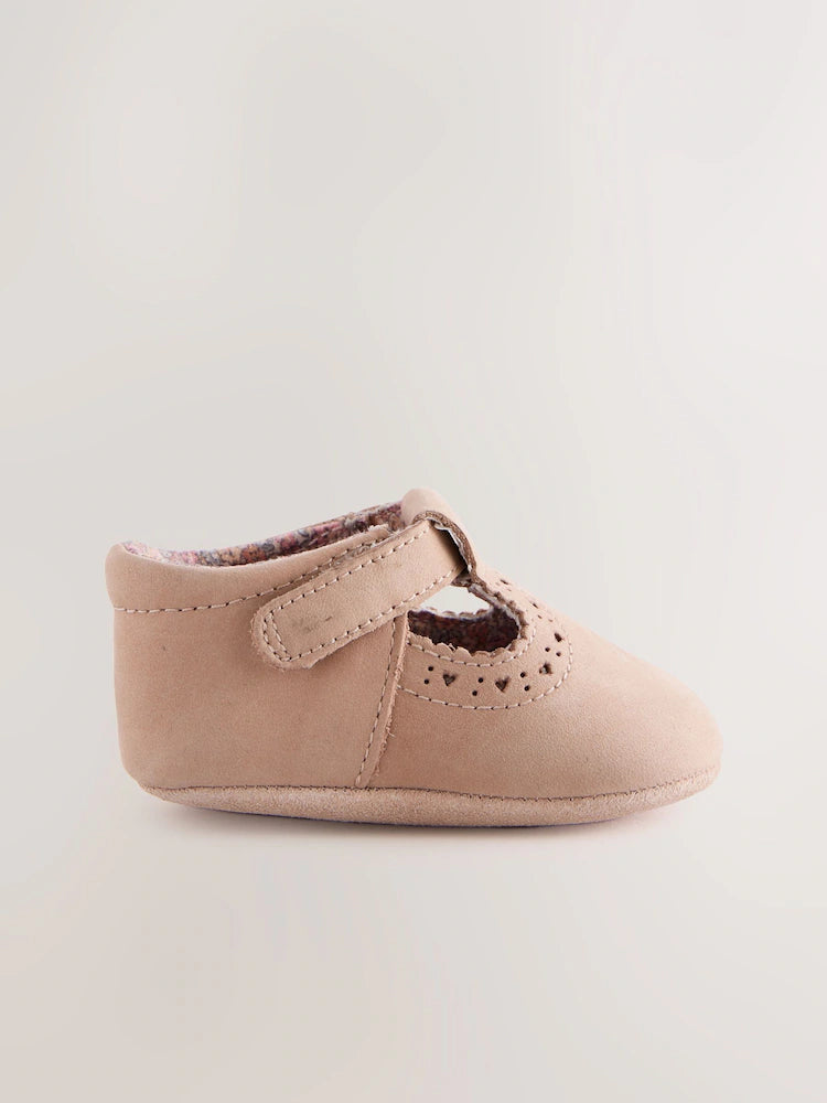 Tan Leather Baby T-Bar Shoes (0-24mths)