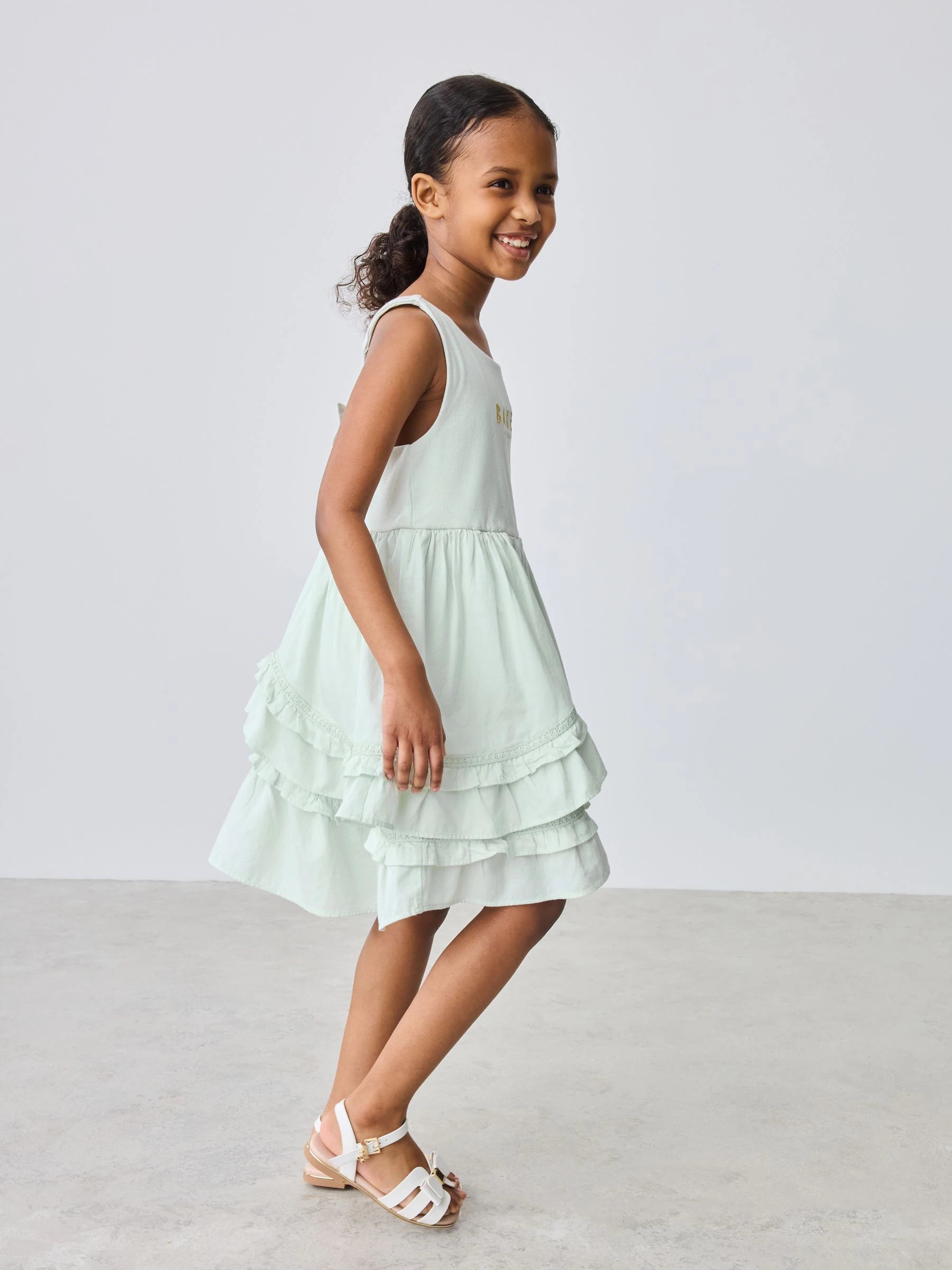 Baker by Ted Baker Tiered Cotton Poplin Mix Dress