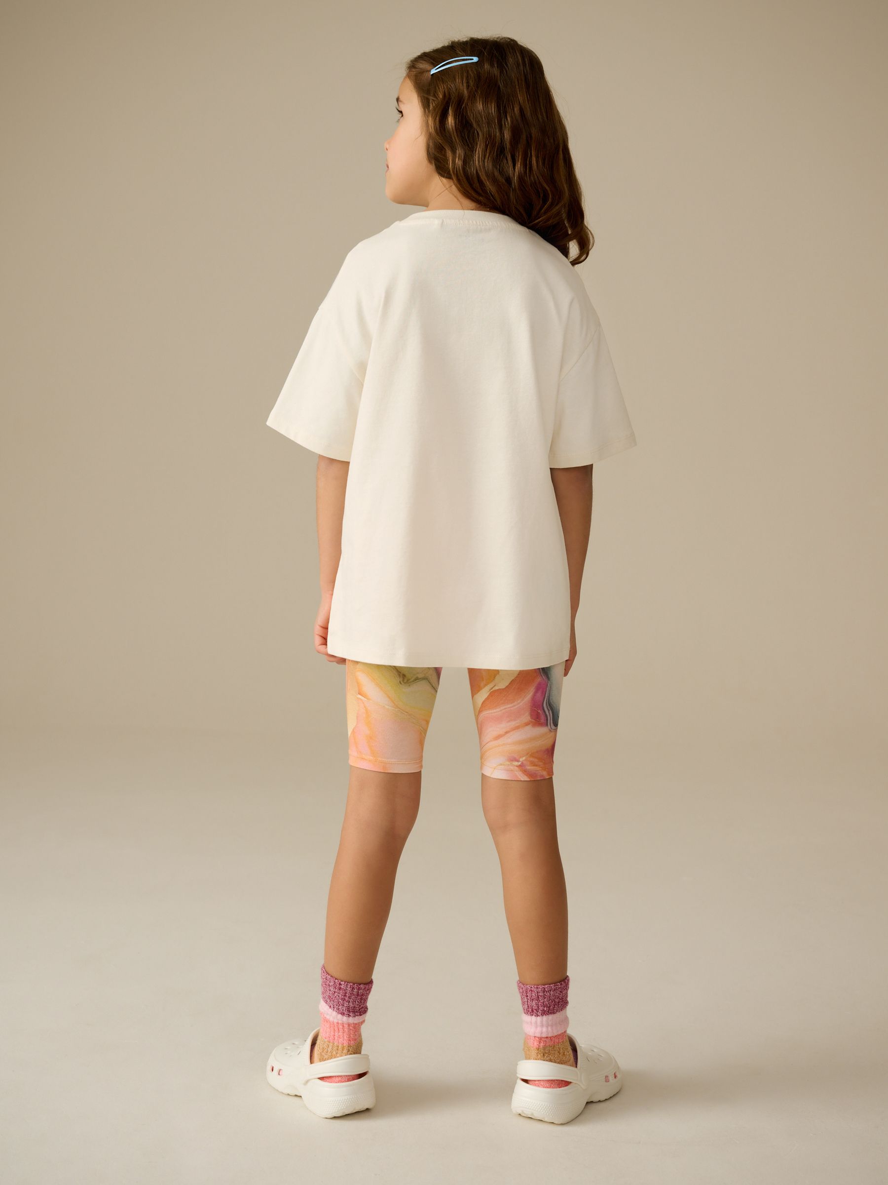 Ecru Butterfly Oversized T-Shirt Cycle Top and Shorts Set (3-16yrs)