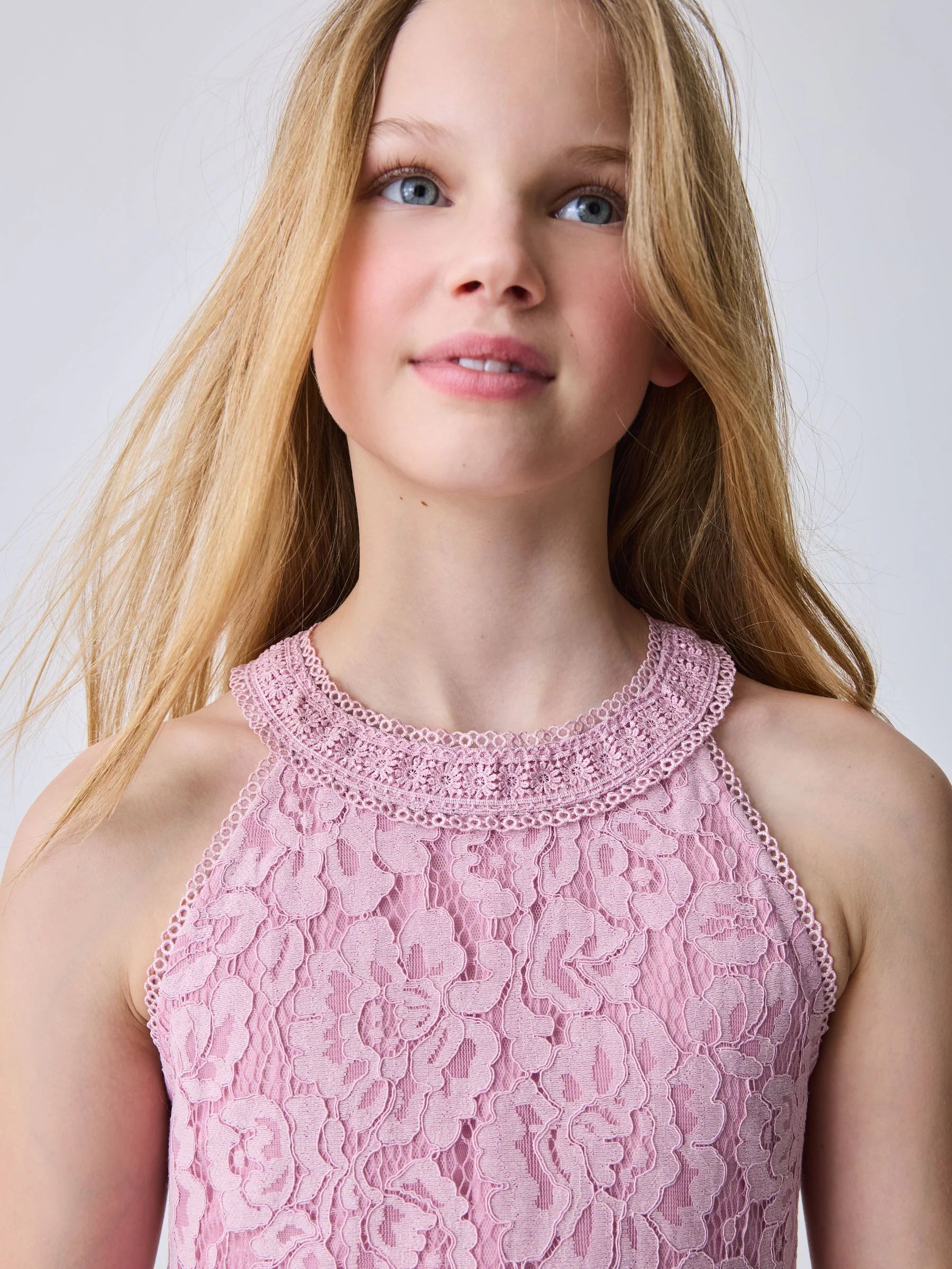 Baker by Ted Baker Dusky Pink Lace Halter Drop Waist Dress