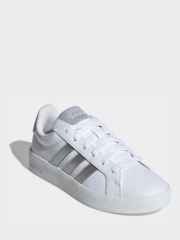 adidas White/Silver Grand Court 3.0 Junior Trainers