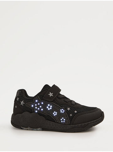 Black Shooting Star Light Up School Shoes