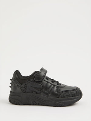 Black Dinosaur Spike Detail School Shoes