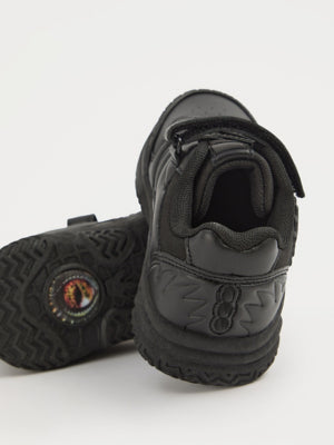 Black Dinosaur Spike Detail School Shoes