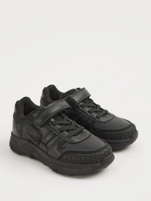 Black Dinosaur Spike Detail School Shoes