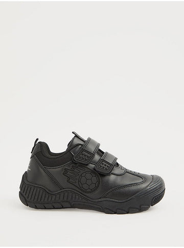 Black Football Double Strap Fastening School Shoes