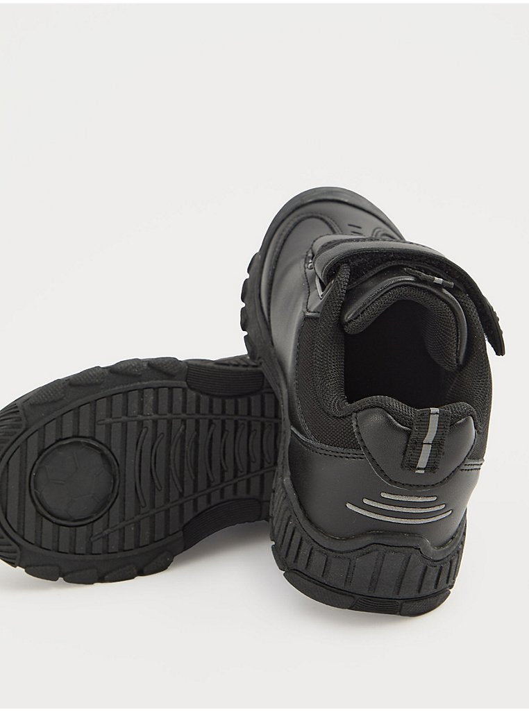 Black Football Double Strap Fastening School Shoes