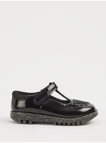 Wide Fit Black Light Up Patent Mary Jane School Shoes