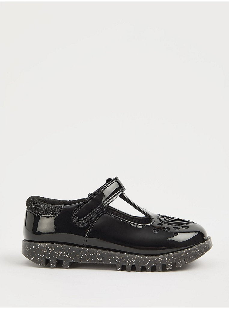 Wide Fit Black Light Up Patent Mary Jane School Shoes