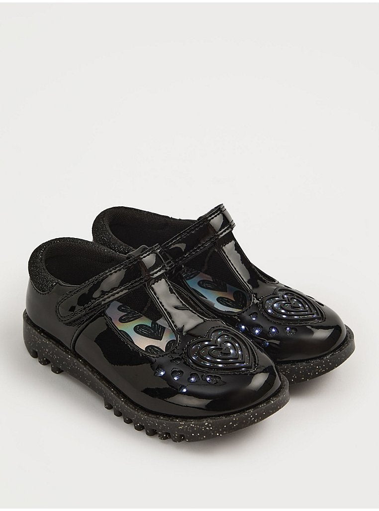 Wide Fit Black Light Up Patent Mary Jane School Shoes