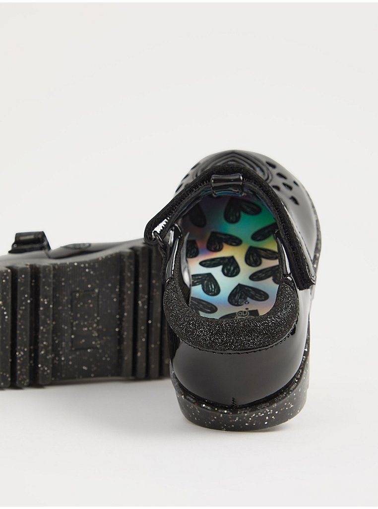 Wide Fit Black Light Up Patent Mary Jane School Shoes