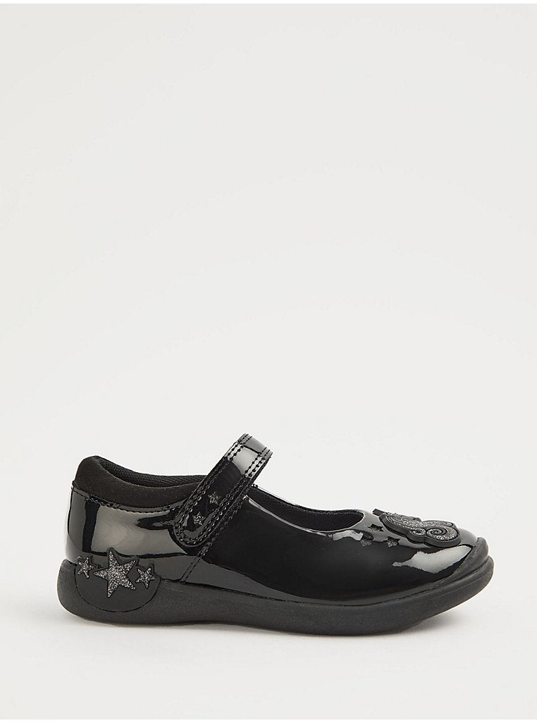 Black Unicorn Light Up Patent Mary Jane School Shoes