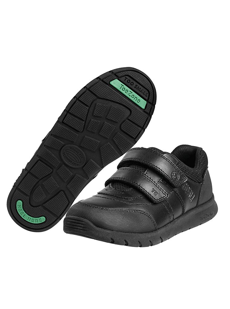 ToeZone Strike Football Boys Black School Shoes