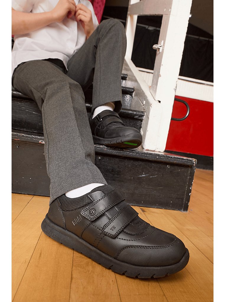 ToeZone Strike Football Boys Black School Shoes