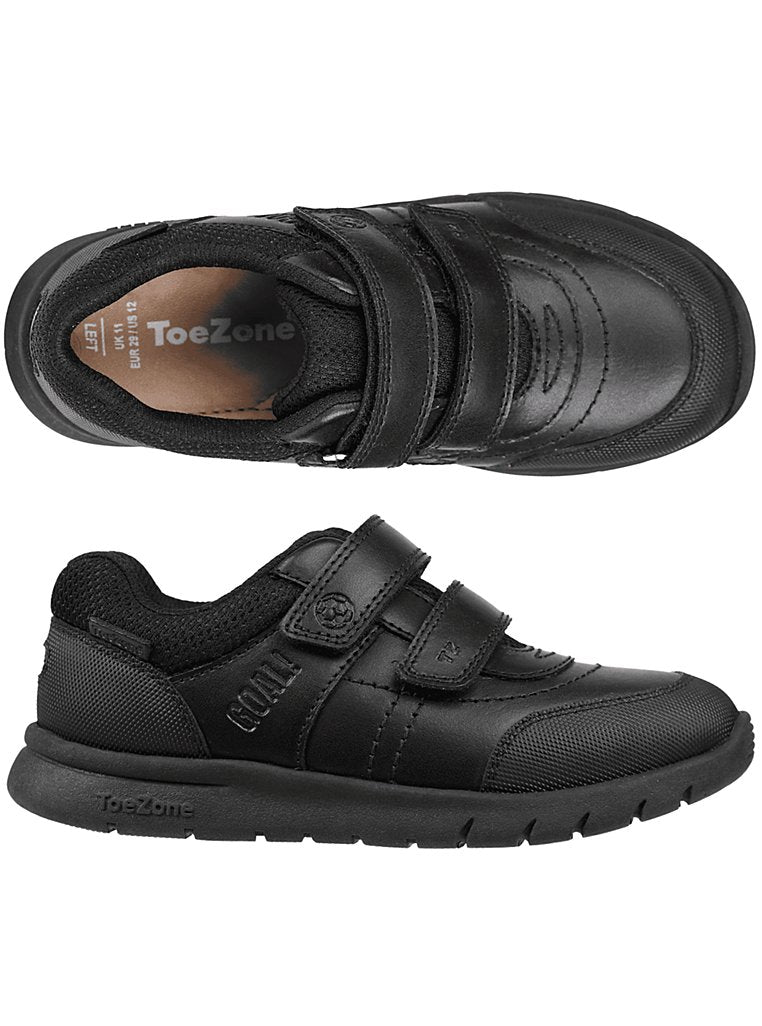 ToeZone Strike Football Boys Black School Shoes