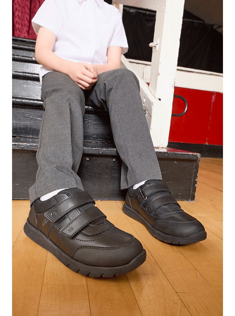 ToeZone Strike Football Boys Black School Shoes