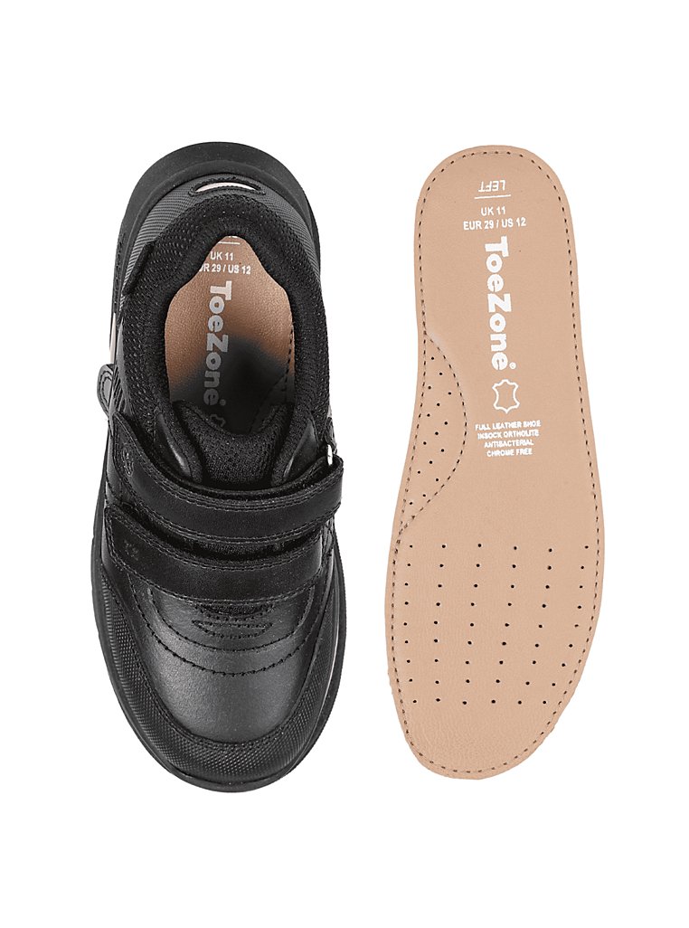 ToeZone Strike Football Boys Black School Shoes