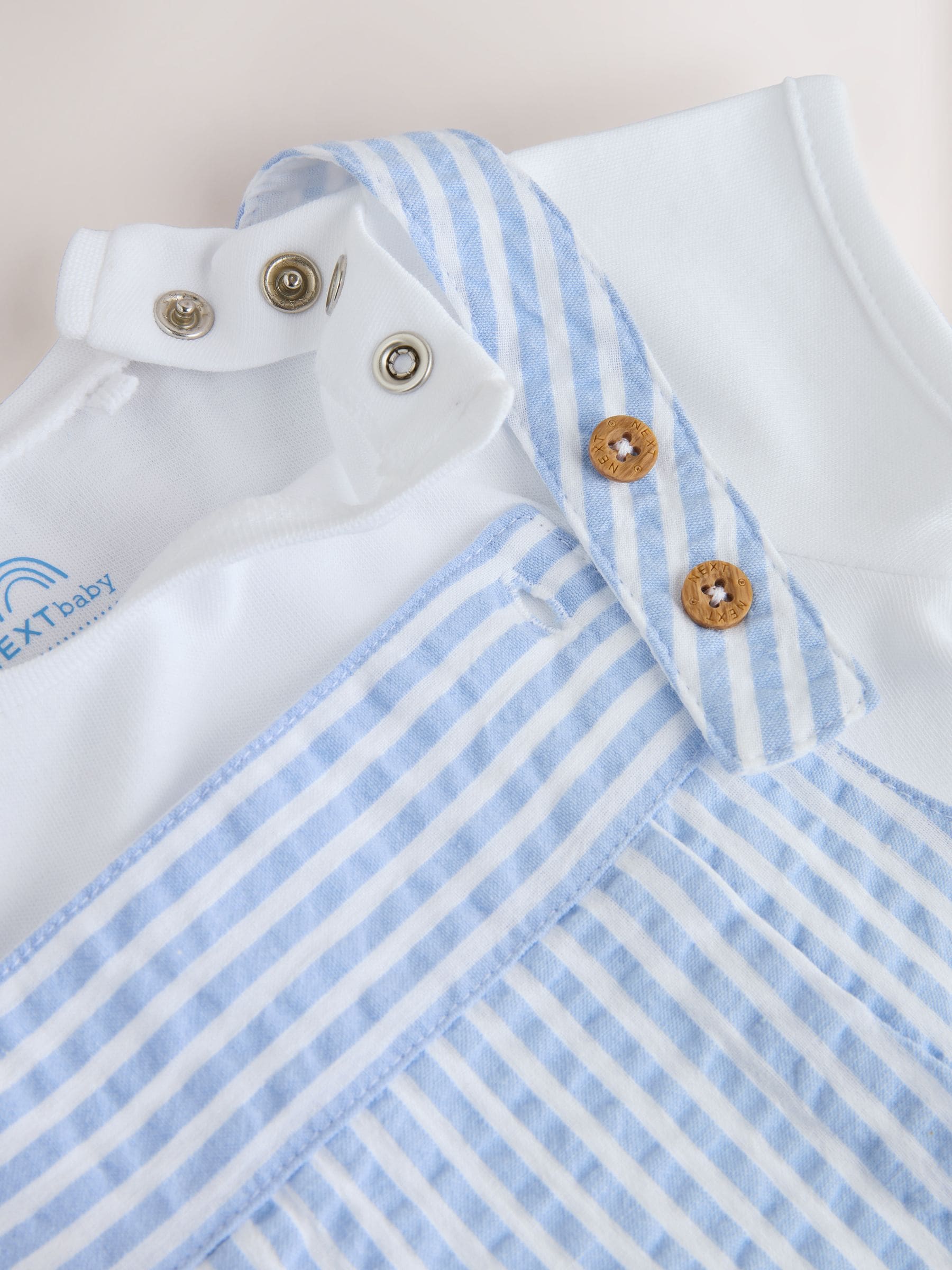 Blue Stripe Woven Dungaree and Bodysuit Baby Set (0mths-2yrs)