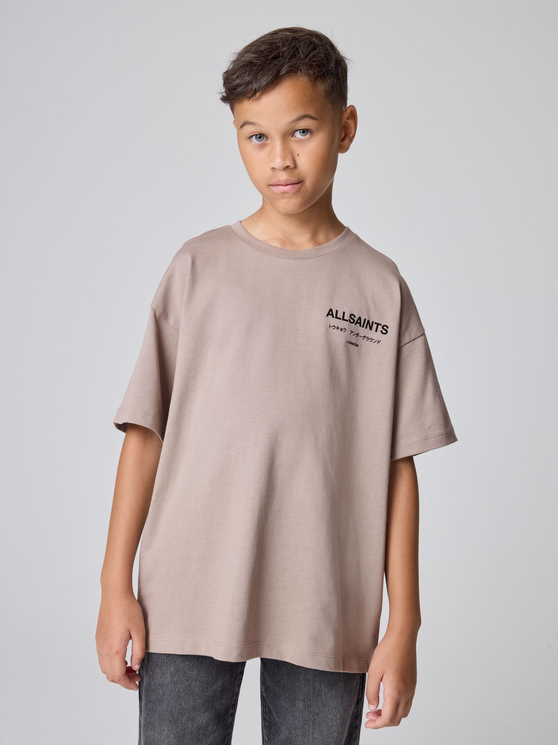 smALLSAINTS Light Brown Oversized Underground Crew Neck Cotton T-Shirt