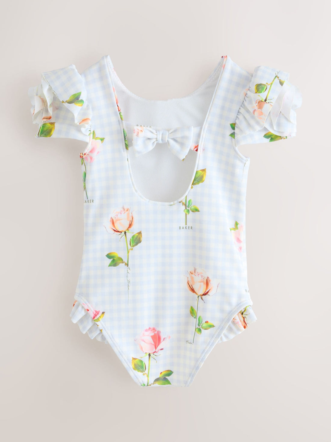 Baker by Ted Baker Gingham Print Puff Sleeve Swimsuit
