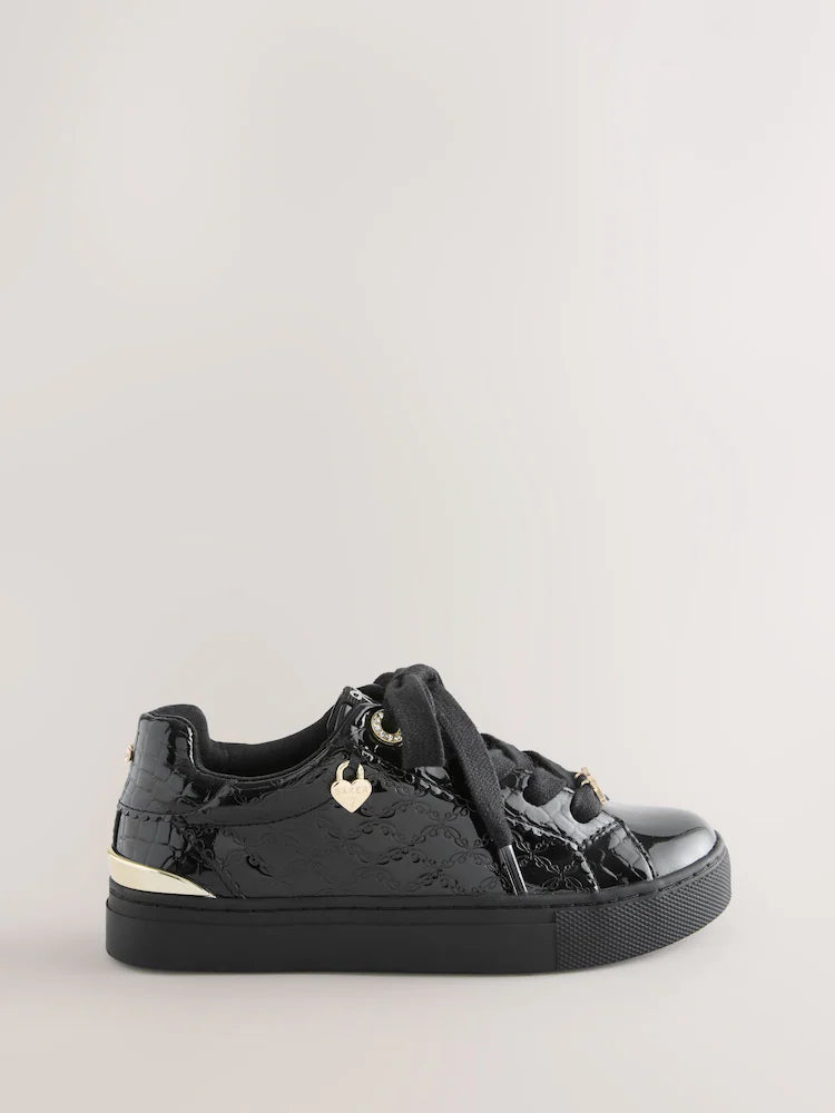Baker by Ted Baker Back to School Patent Embossed Black Trainers