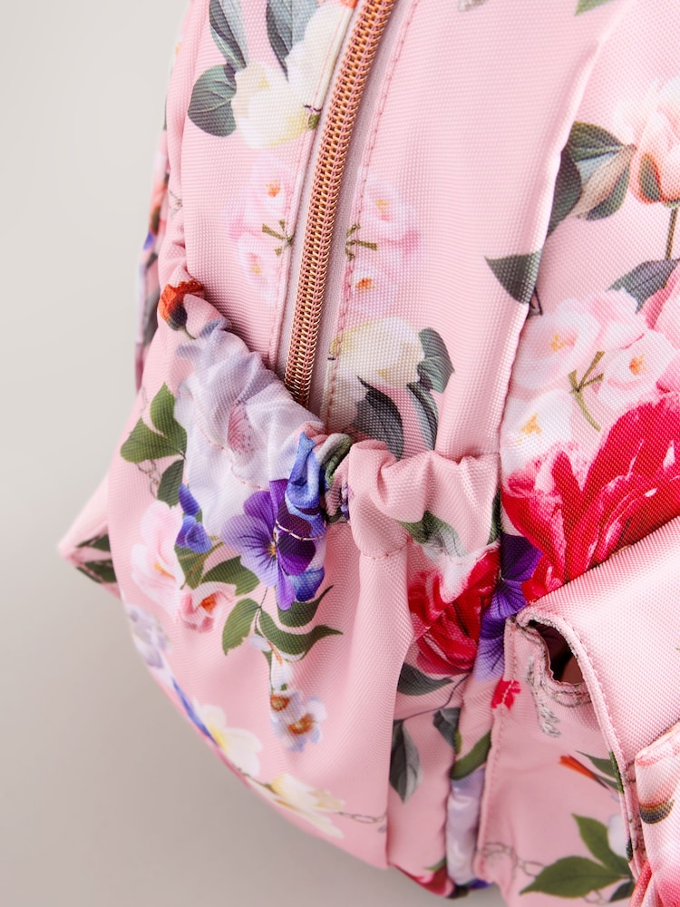 Baker by Ted Baker Pink Back to School Childrens Floral Bow Backpack