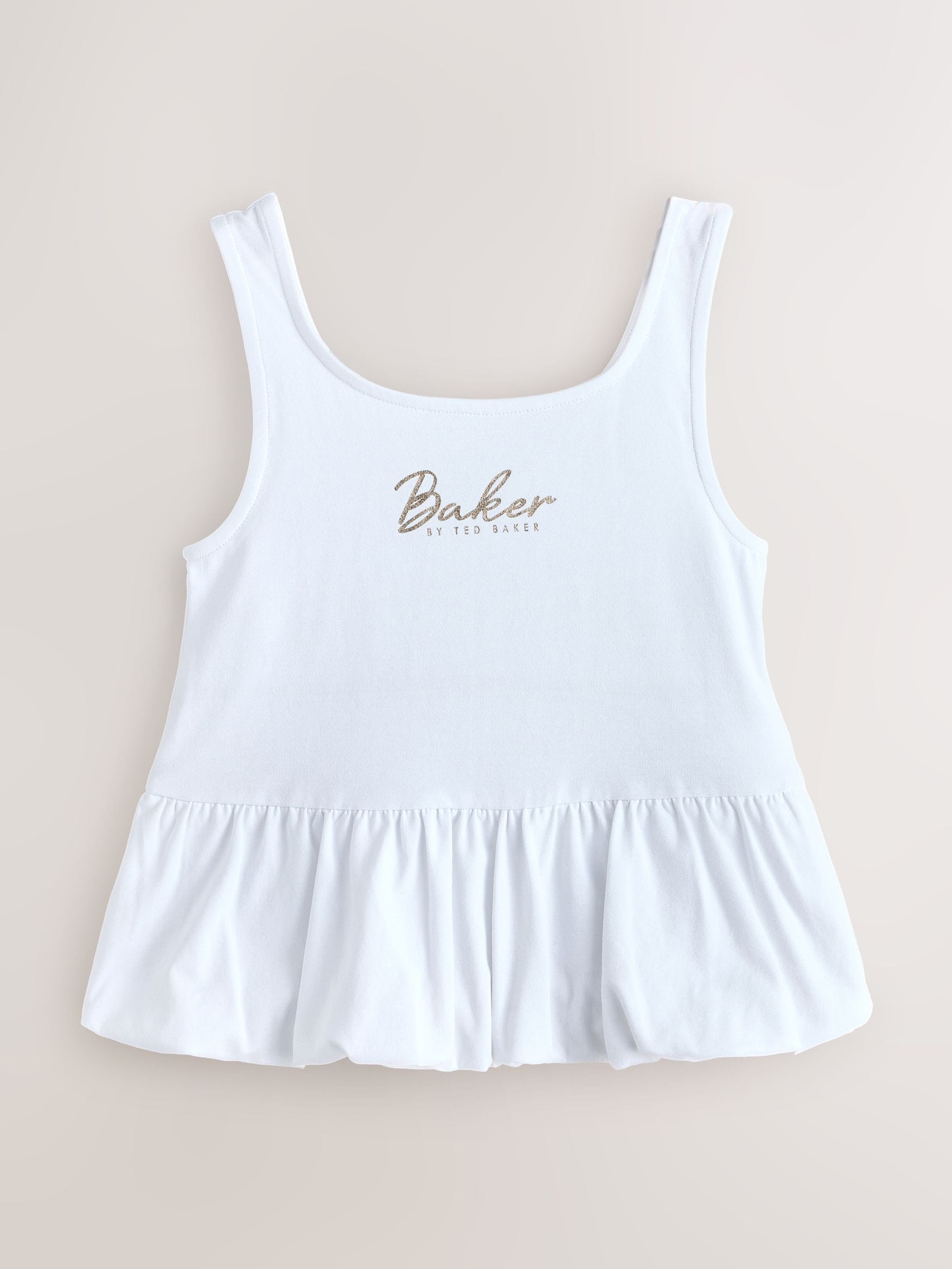 Baker by Ted Baker 3 Pack Bubble Hem Pink/Black/White Vest Tops
