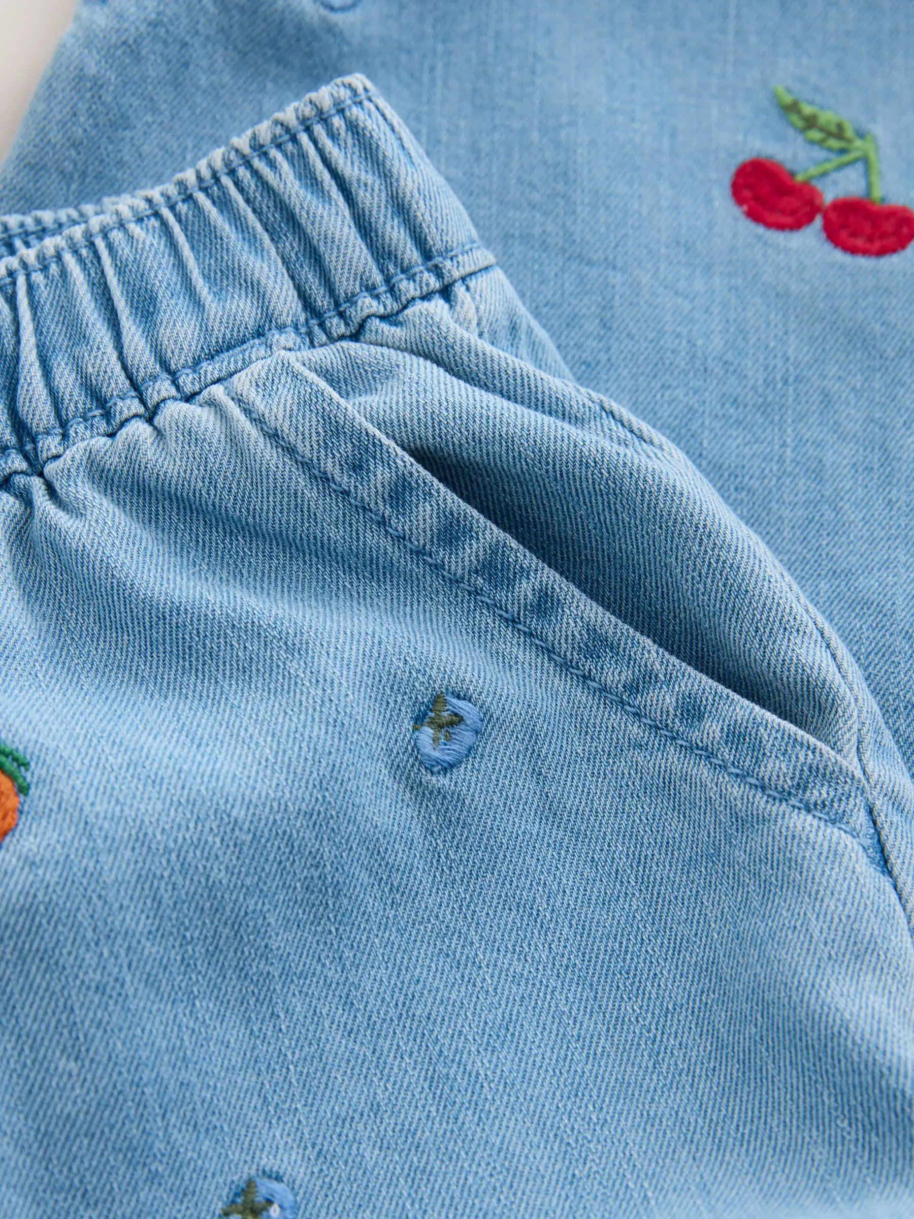 Fruit Embroidered Denim Top & Trousers Set (3mths-7yrs)