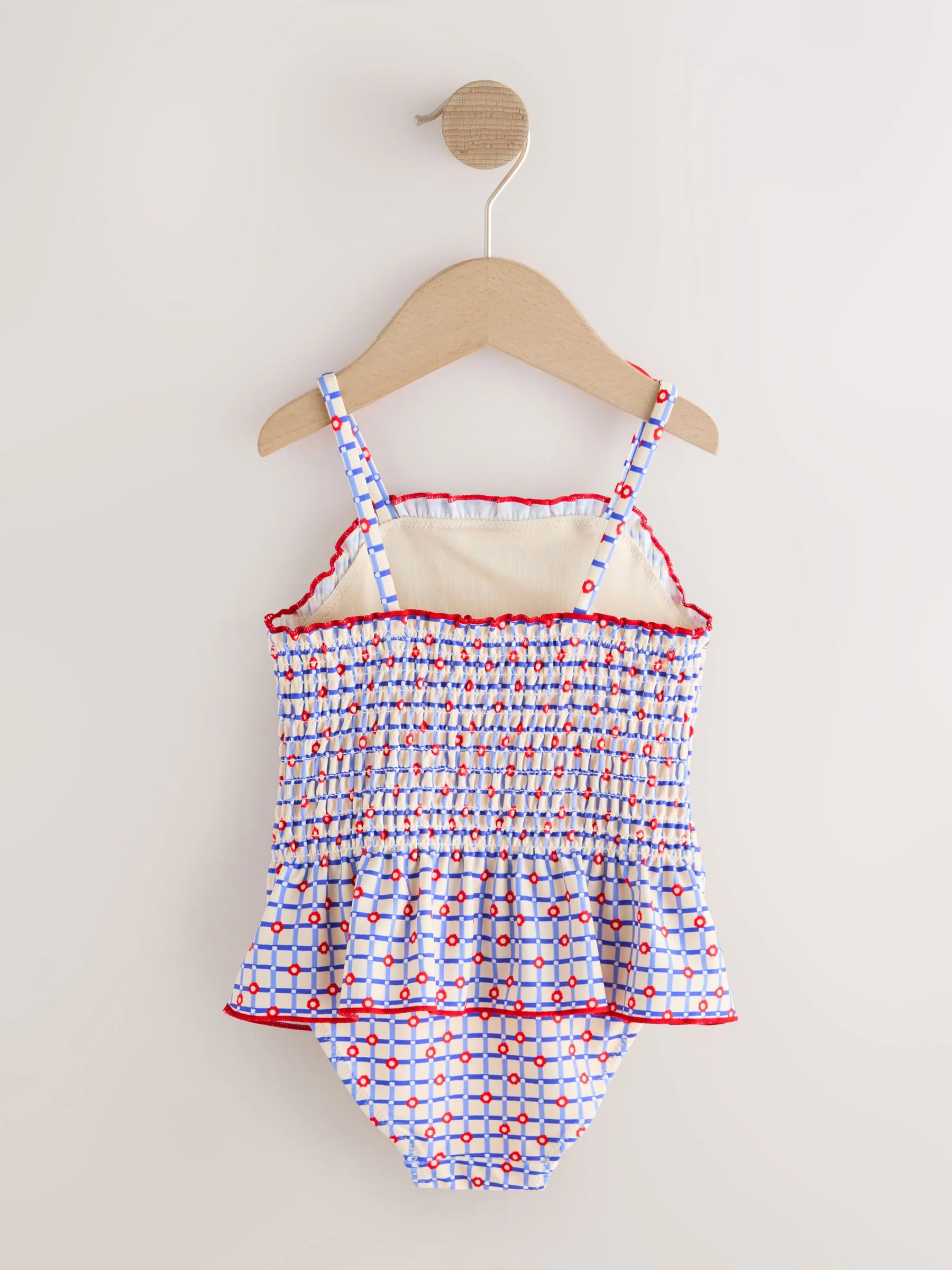 Red/Blue Check Shirred Swimsuit (3mths-10yrs)