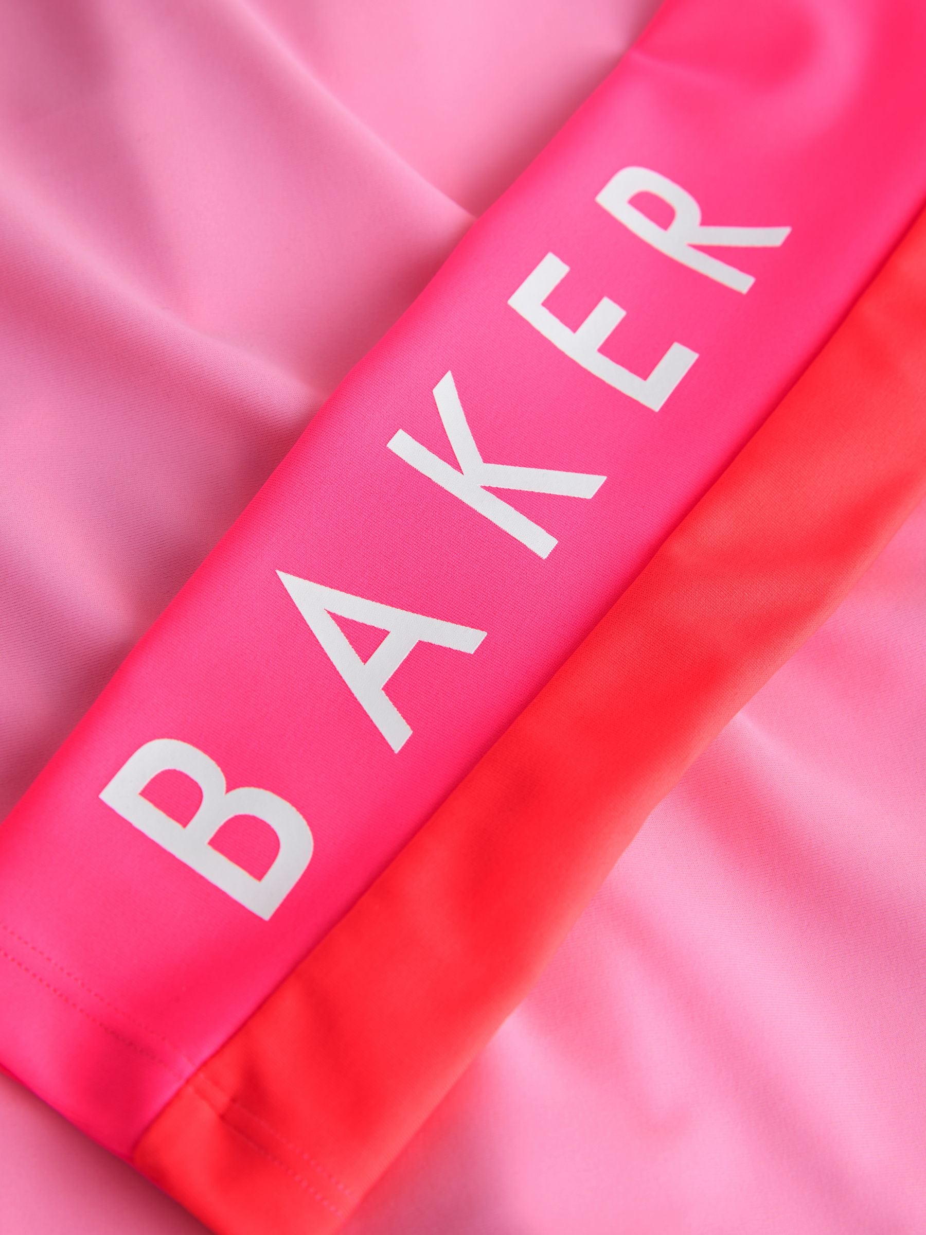 Baker by Ted Baker 3 Piece Pink Colour Block Rash Vest and Bikini Set