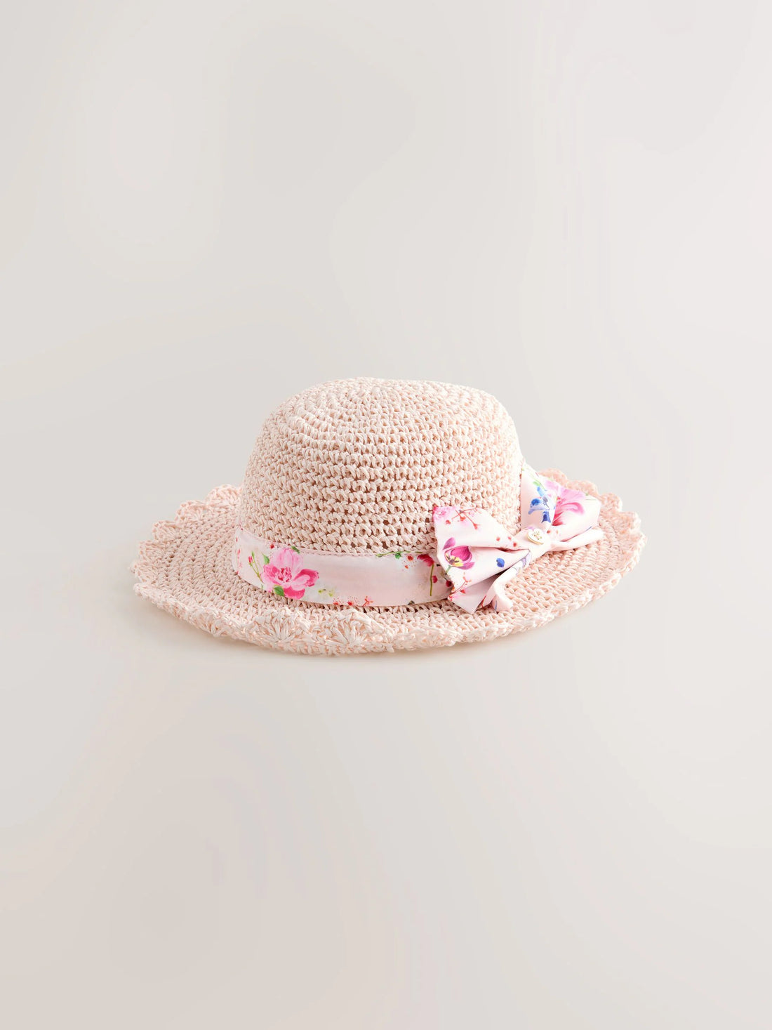 Baker by Ted Baker Pink Straw Effect Hat with Bow