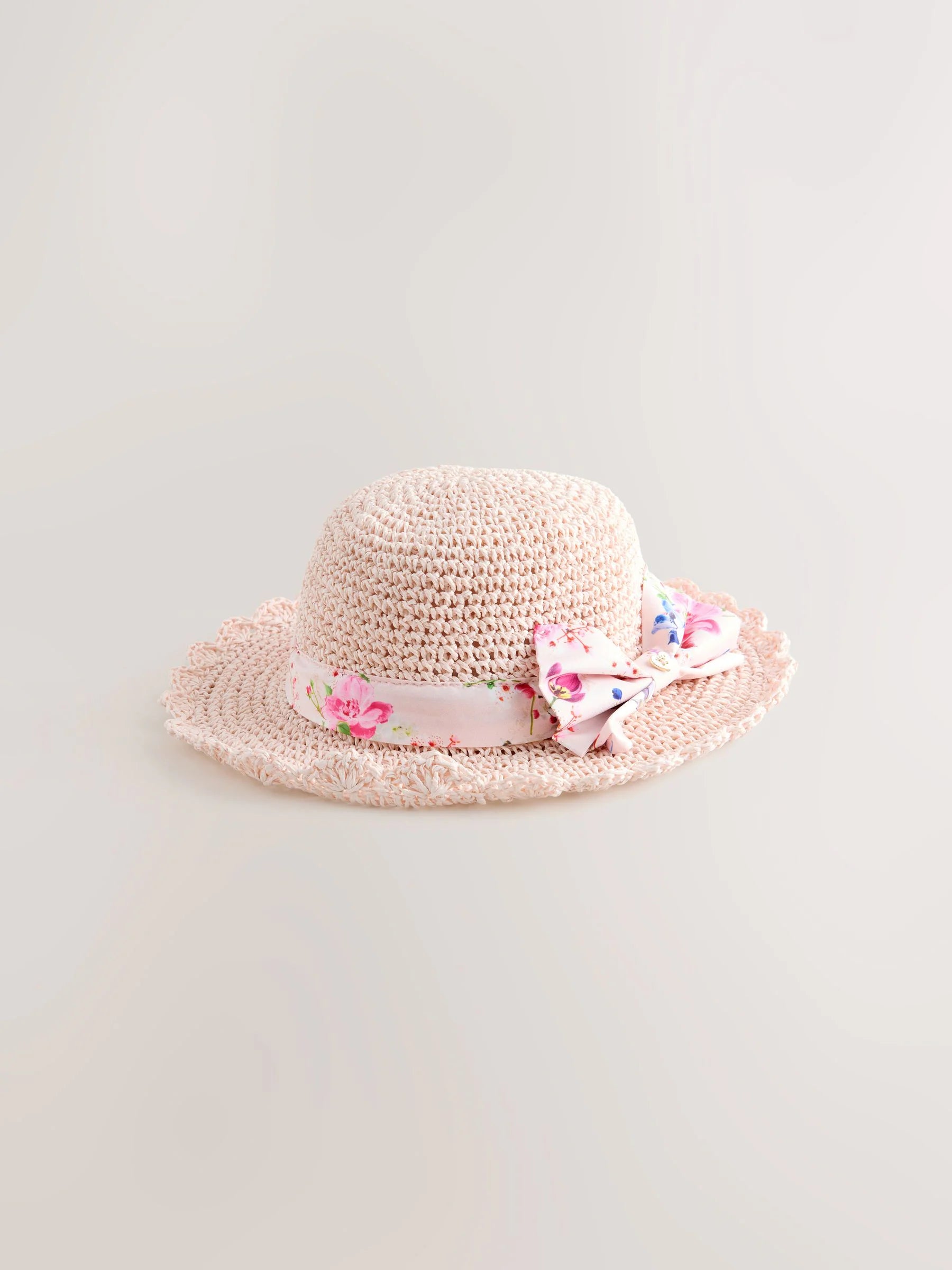 Baker by Ted Baker Pink Straw Effect Hat with Bow